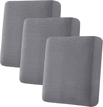 H.VERSAILTEX Super Stretch Individual Seat Cushion Covers Sofa Covers Couch Cushion Cover Slipcover Sets Thick Jacquard Textured Twill Fabric 3 Piece Sofa Cushion Covers, Grey