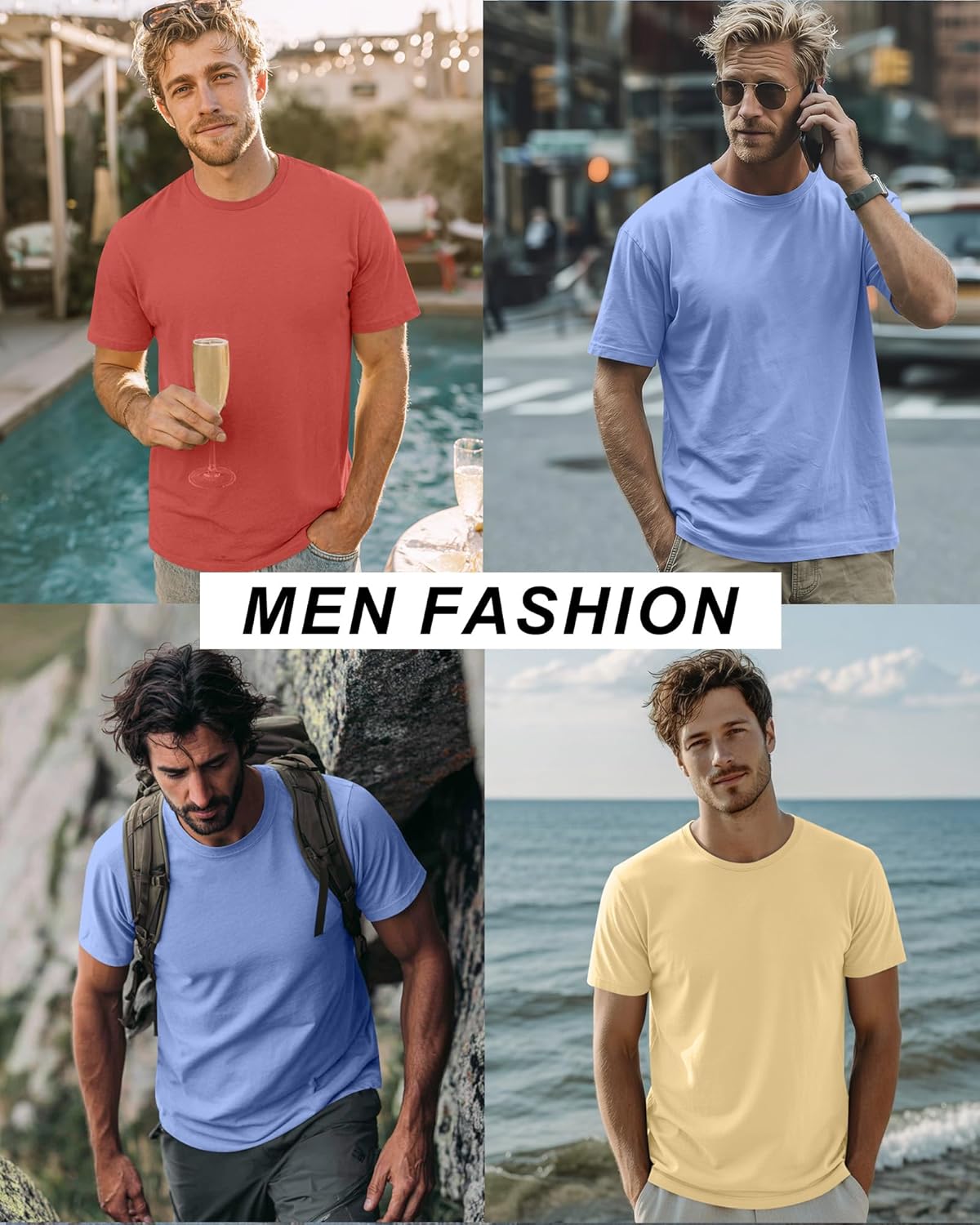Ficerd 3 Pack Mens Short Sleeve Shirts Crew Neck Cotton Casual Shirts Summer Baggy Soft Basic Tops