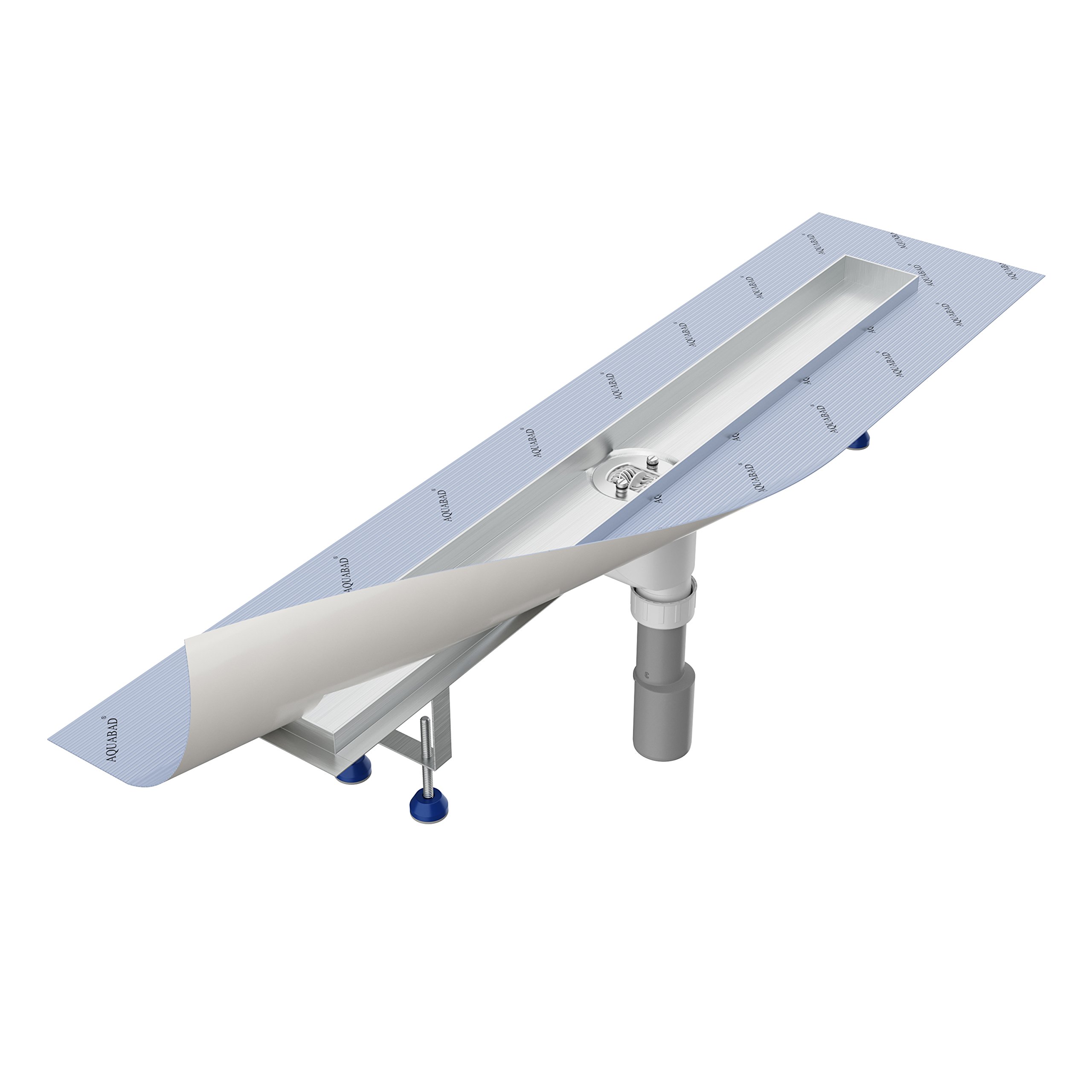 Grundkörper-SET für Duschrinne 80 cm AQUABAD® SDS Pro aus Edelstahl inkl. Haarsieb/Ablauf senkrecht (Ohne Abdeckung - separat erhältlich)
