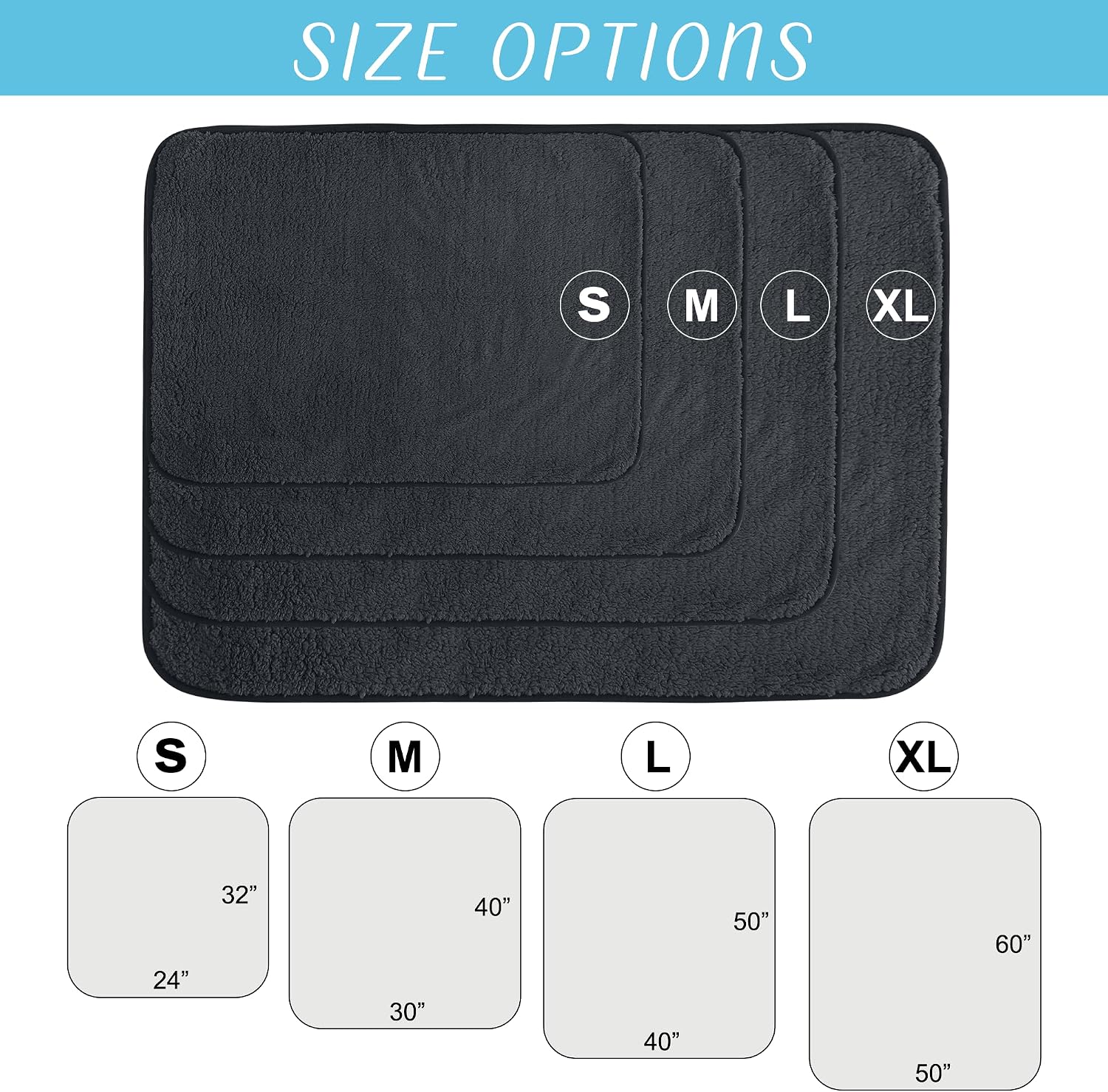 NICETOWN Dog Bed Covers Pads Puppy Pads Washable Mats for Dog Couch Protection Super Soft Pet Covers Reversible Sherpa Fleece Blanket for Large, Pet Lovers Present, 50" x 60", Grey