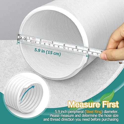 Miniatura 3 de Manguera universal de ventilación de aire acondicionado  5.9 pulgadas de diámetro, 80 pulgadas de longitud, rosca en el sentido de las agujas del