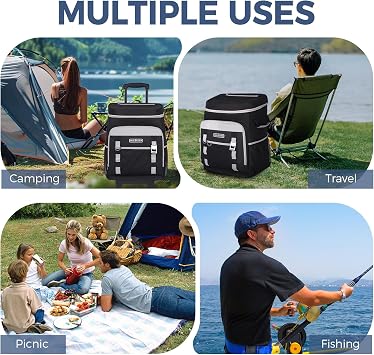 INSMEER Cool Bag with Wheels, 80 Cans/50L Cooler Bag on Wheels, Portable Soft Sided Cooler, 2-in-1 Foldable Insulated Wheeled Bags for Famliy 4 Person, Large Coolbag for Picnic Beach Grocery Shopping