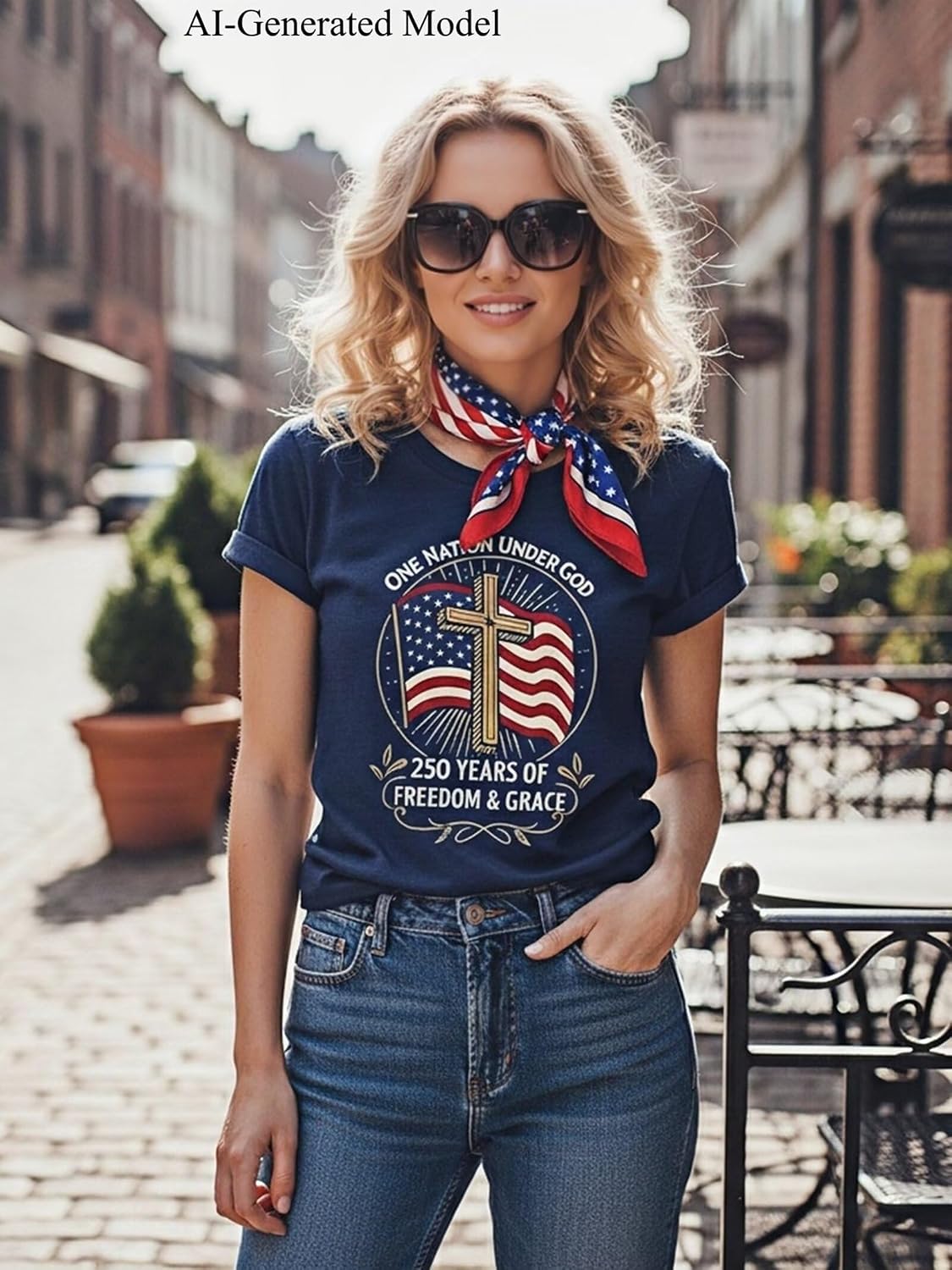 250th Anniversary USA Shirts Womens America Flag Graphic T-Shirt