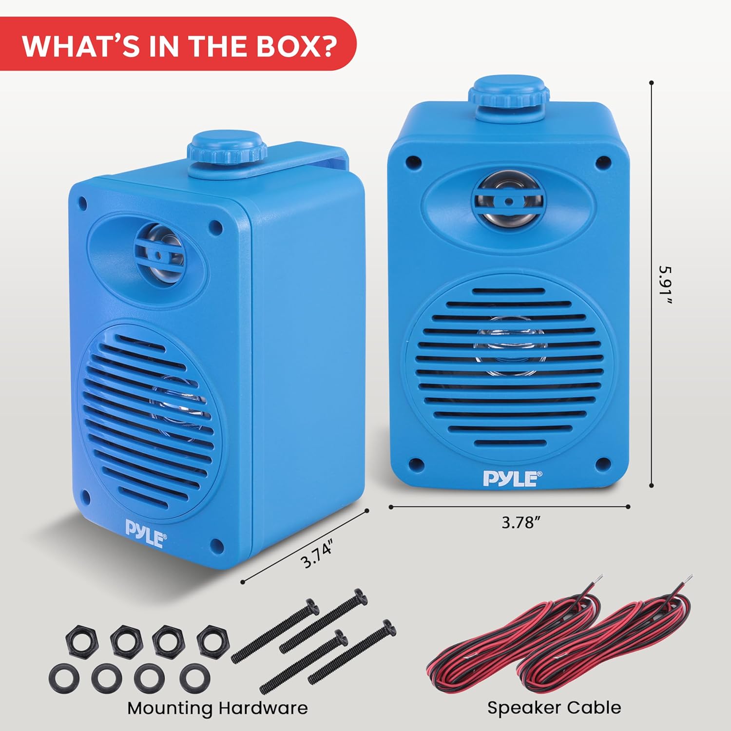 Pyle Wireless Bluetooth Speaker System, 3.5" 2-Way Indoor Outdoor Waterproof Speakers with Polymer Tweeter, Heavy Duty ABS, Quick Connect Terminals, Perfect for Deck, Patio, Poolside, Boats (Blue) - Image 7