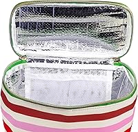 Vista 2 de Kate Spade New York, Lonchera aislada, enfriador de almuerzo pequeño, bonita bolsa de almuerzo para mujer, bolsa térmica a rayas con doble cierre