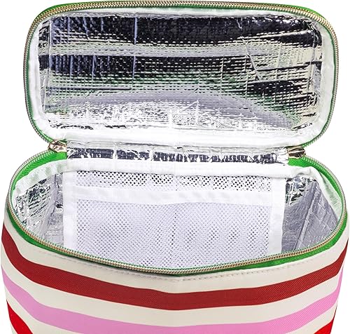 Miniatura 2 de Kate Spade New York, Lonchera aislada, enfriador de almuerzo pequeño, bonita bolsa de almuerzo para mujer, bolsa térmica a rayas con doble cierre de