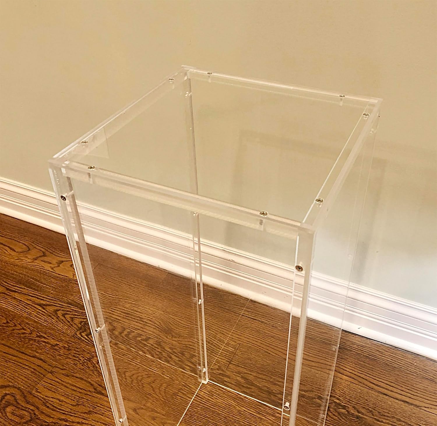 FixtureDisplays® 5-Sided 11.5x11.5x30 Clear Pedestal Acrylic Box Plexiglass Raffle Ticket Box Lucite Pedestal Dump Bin, Donation Bin New Knock Down Design 100852NEW-NF