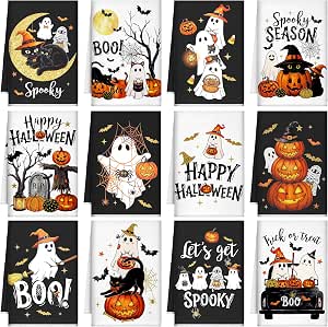 Geyoga 12-Piece Halloween Kitchen Towel Set