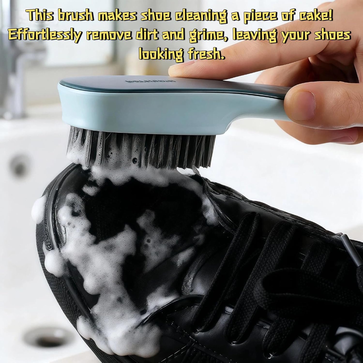 Laundry Brush, Shoe Brush, Used for Cleaning Stains, Floor Tiles, Kitchen, Carpet, Household Cleaning, Etc. Easy to Hold Set of 2 Pieces