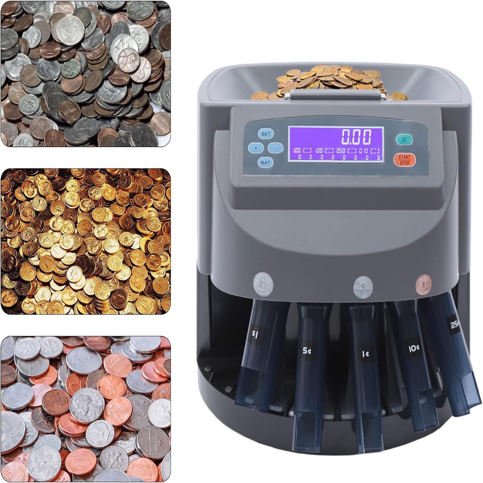 Contamonete Portatile, Contamonete Con Schermo LED, 216 Monete Al Minuto E Capacità Del Contenitore Di 300~500 Unità, Installazione In Pochi Minuti E Facile Da Usare, Per Banca, Negozio E Ristorante