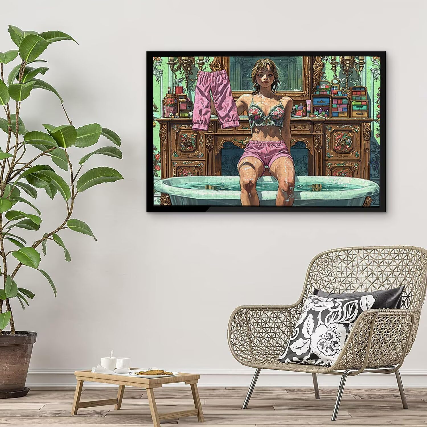 Puzzle in Legno per Adulti 1500 Pezzi | Donna Bagno| Giocattoli Educativi | Puzzle Adulti E Famiglie Decor | Dimensione Di 87x57cm | Regalo Adultis | Regali Natale (Formato: 34.8x22.8in) o-591