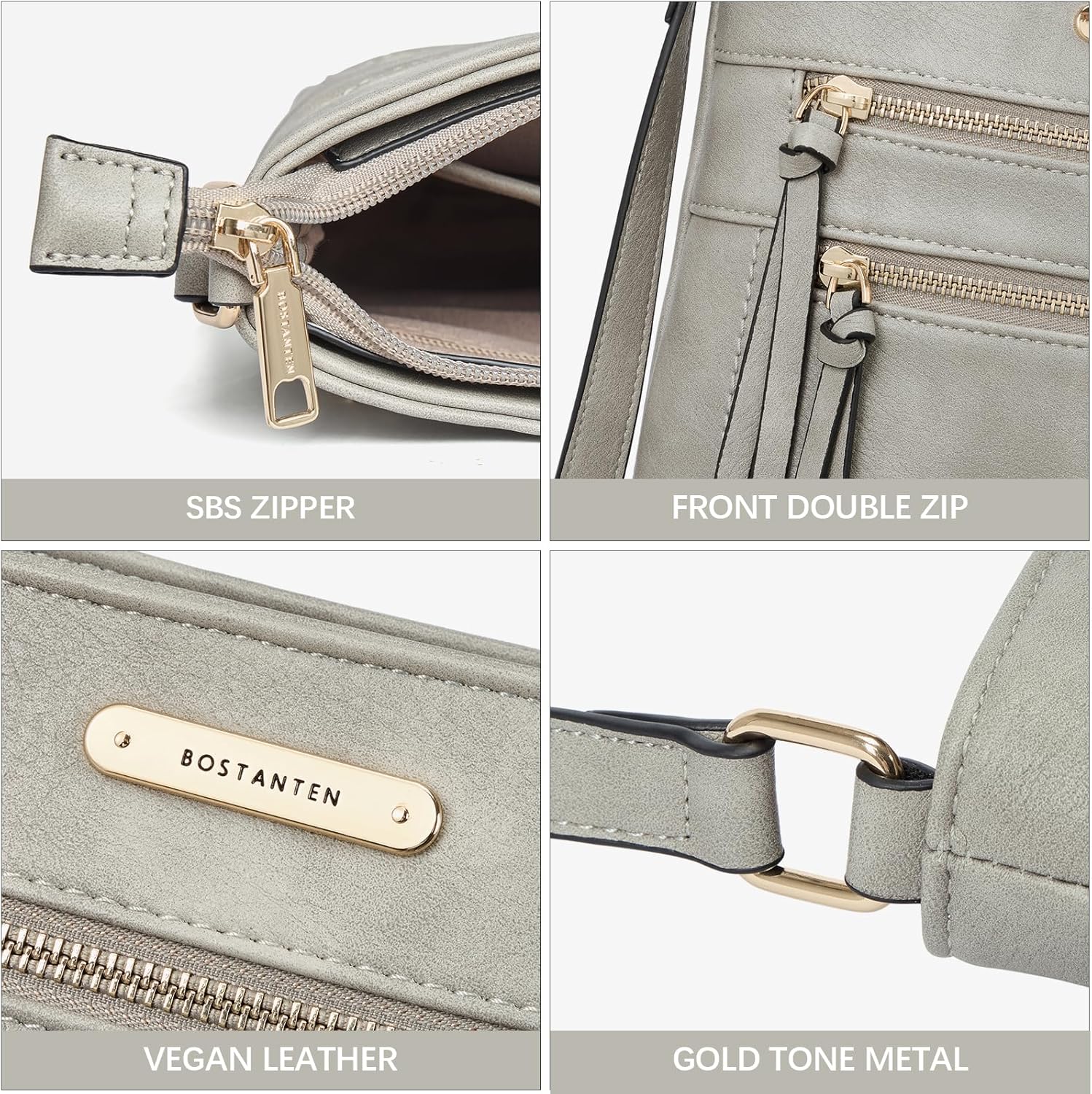 BOSTANTEN Crossbody Purses for Women Medium Shoulder Bag Quilted Handbags with Zipper Pocket - Image 3