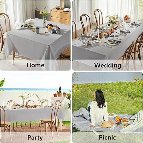 Miniatura 7 de MYSKY HOME Paquete de 2 manteles rectangulares para mesa de 6 pies y resistentes a las arrugas, lavables, de poliéster, para comedor, fiesta y