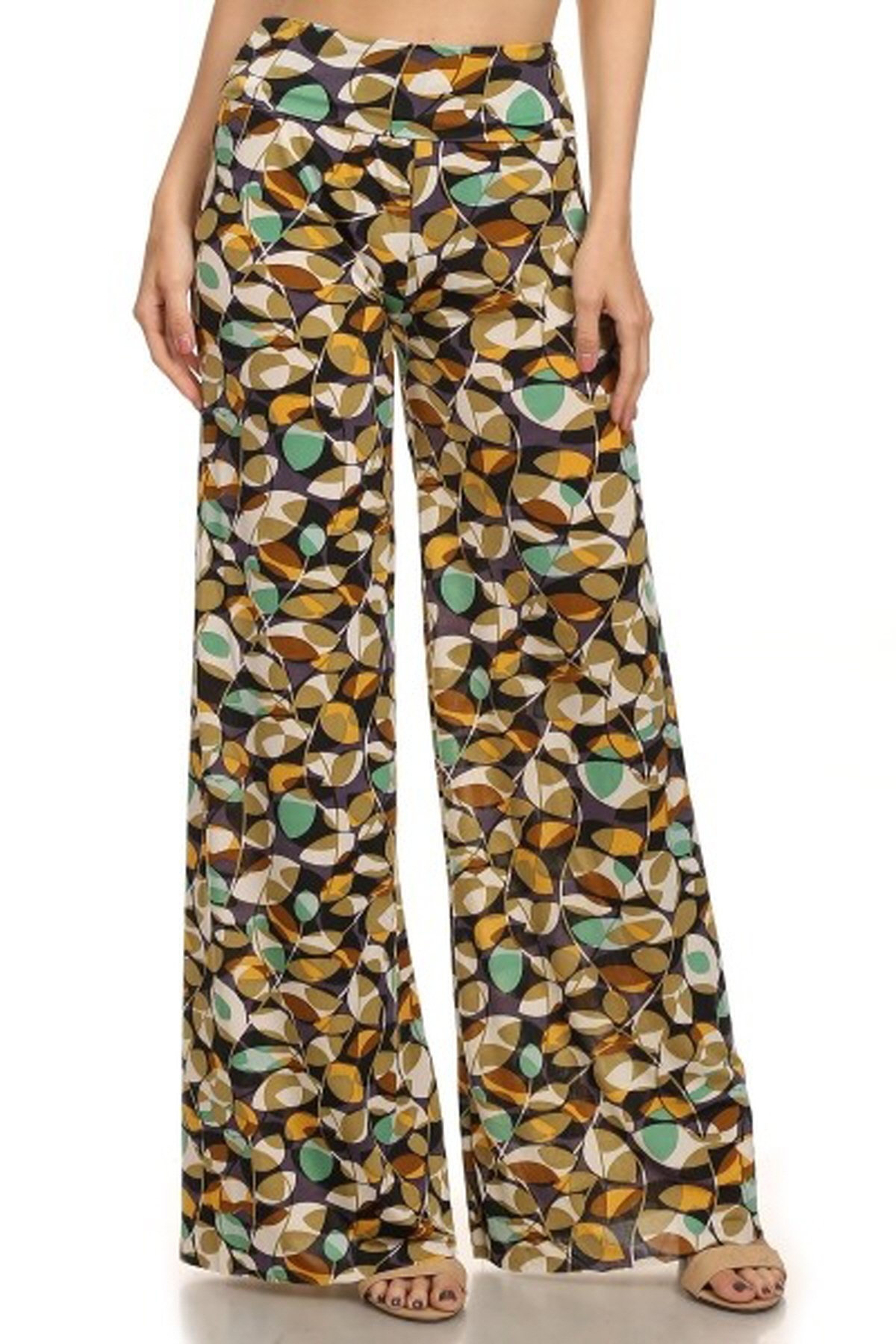 Yelete Womens High Waist Wide Leg Palazzo Pants with Foldover Waist Band