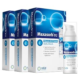 Vita Sciences Maxasorb B12 Vitamin B-12 Cream 1000 mcg: Powerful Topical Methylcobalamin for Energy, Health, and Glowing Skin - Pack of 3
