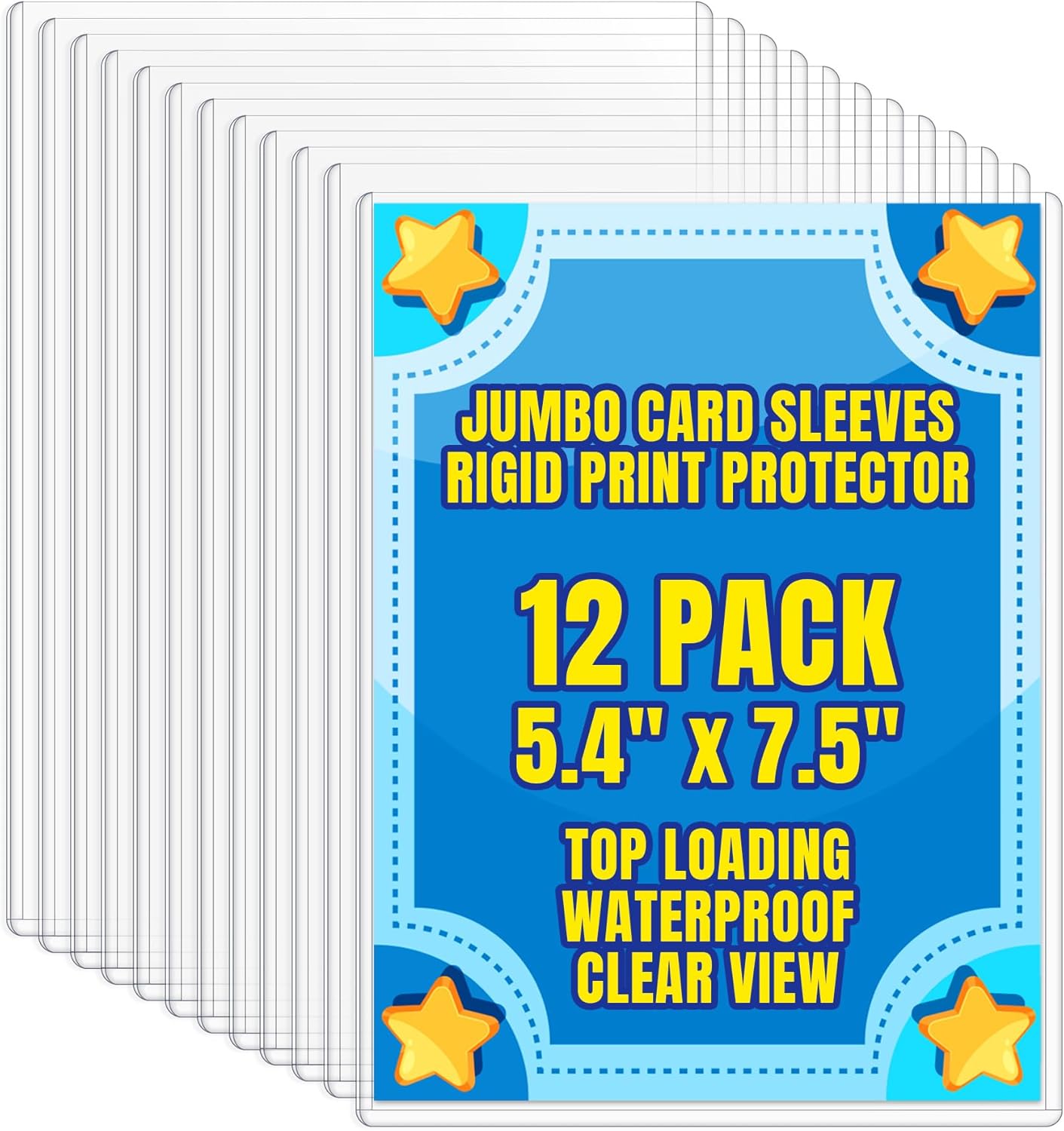 AKONEGE 12 Pack 5.4" x 7.5" Jumbo Card Sleeves Size L Clear Oversize Card Protector Top Loading Rigid Sheet Protectors for Protecting Photocard, Photos, MTG, TCG, Trading, Sport Cards