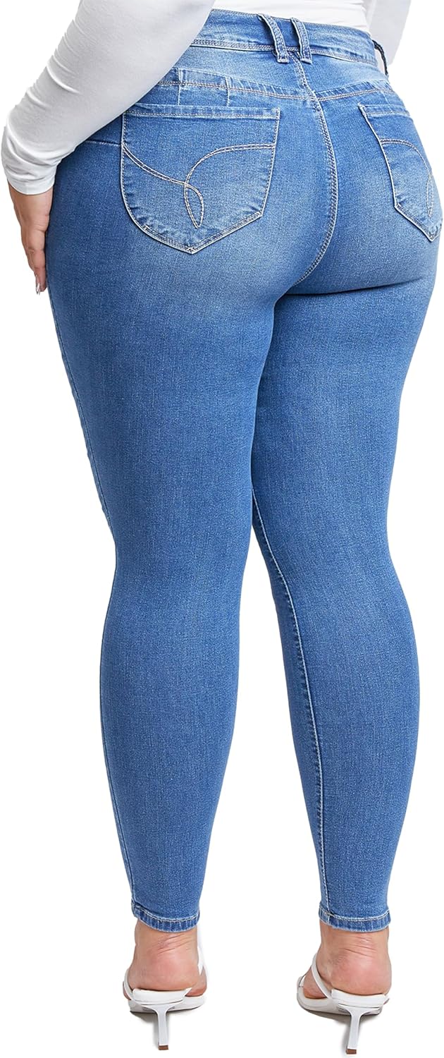 YMI Women's Plus Sustainable Wannabettabutt Skinny Jeans