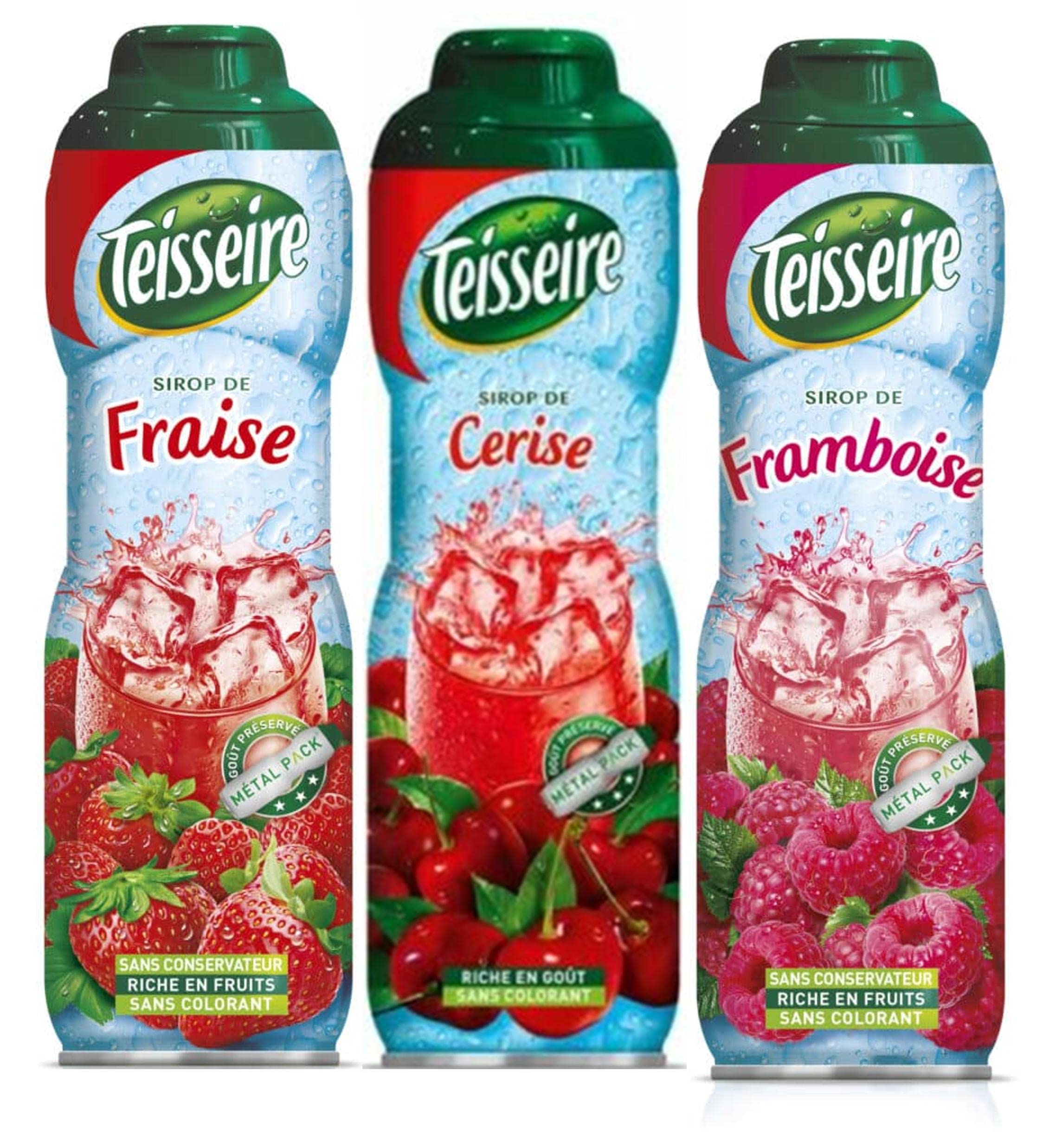 Lote de 3 Siropes Fresa Frambuesa Cereza 3X0,6 L