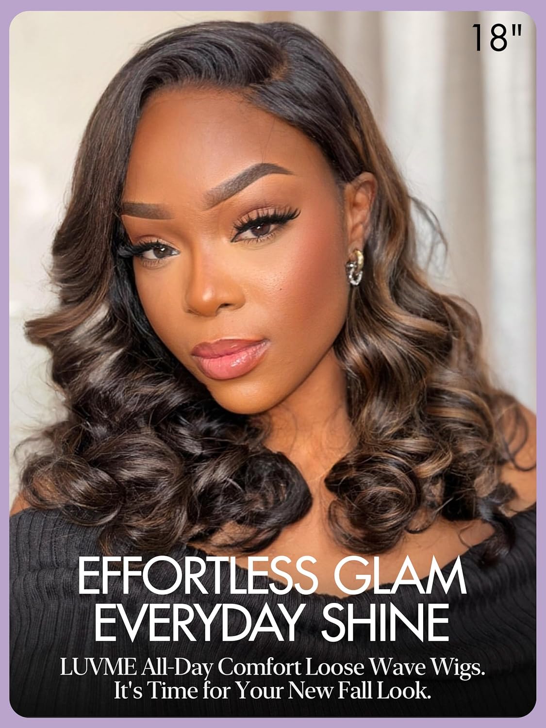 LUVME HAIR 100% Human Hair Wigs Loose Wave Glueless Without Spray Lace Front 18 Inches, Pre Cut Plucked Hd Lace Short Wig Ready To Go Highlight Color Straight Bleached Knots Side Part Wigs