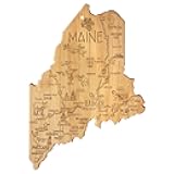 Totally Bamboo Destination Maine State Shaped Serving and Cutting Board, Includes Hang Tie for Wall Display