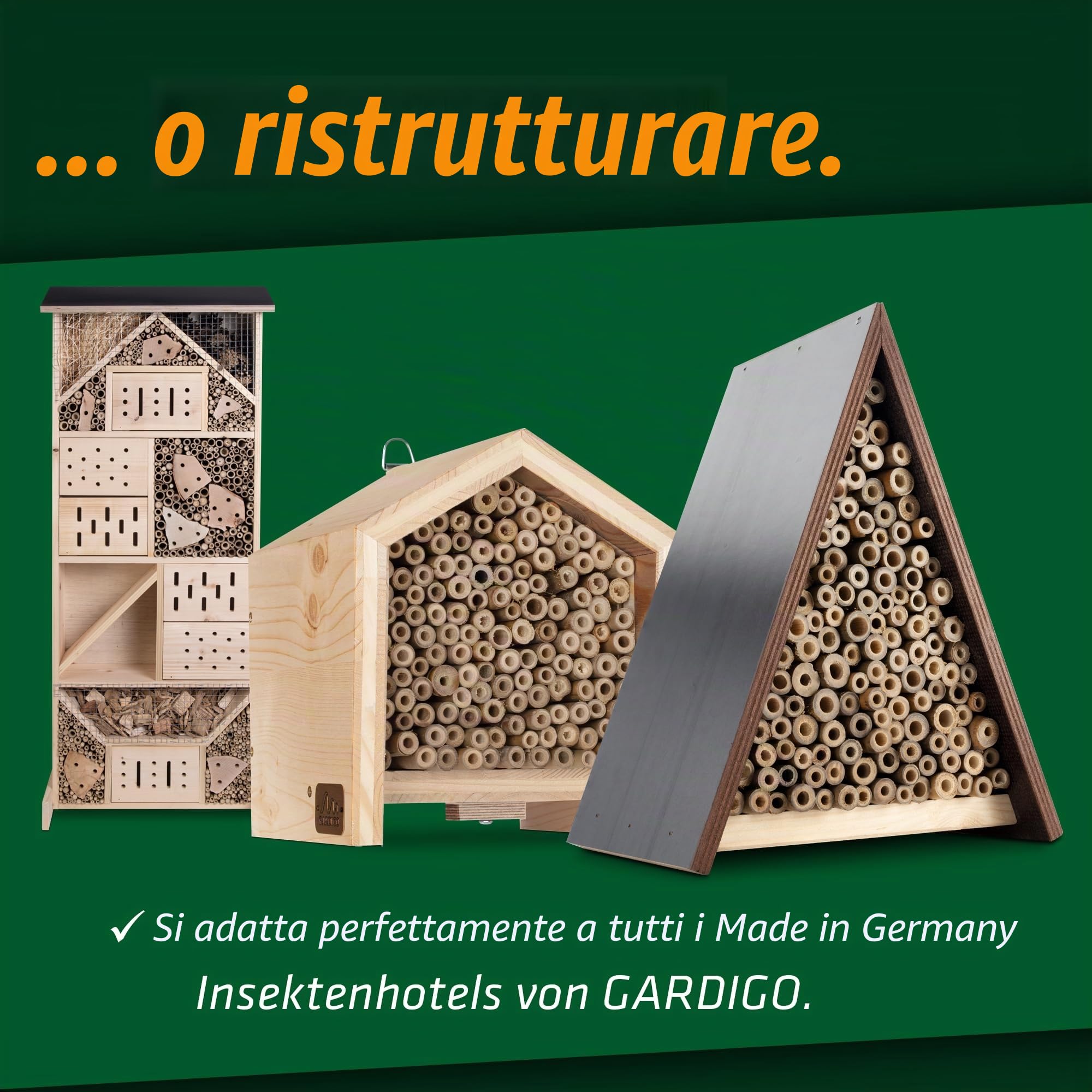 GARDIGO® Tubi in Bambù per Hotel per Insetti Premium - 300 Pz. Canne Bambù | per Nido di Api | Senza Segni, Bordi Puliti | Accessori Casa per Insetti | Hotel per Api | Bastoncini di Legno