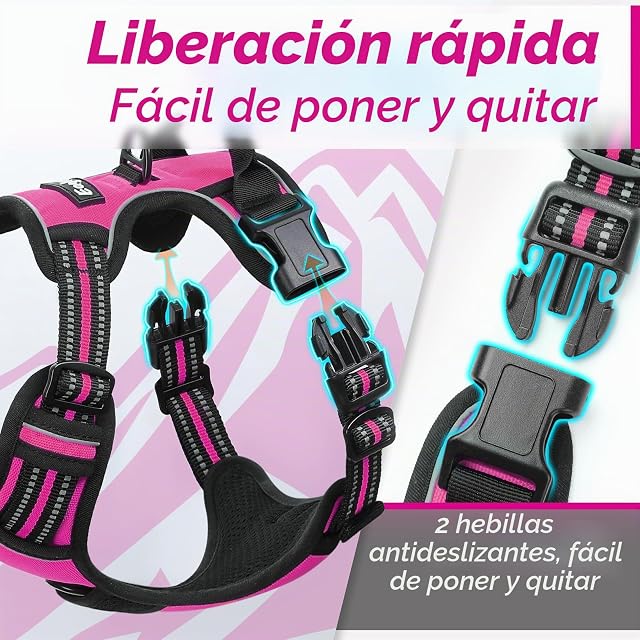Foto 6 de 8 de Eagloo Arnes Perro Grande Mediano, Arnes Antitirones Perro, Rosa Rojo L