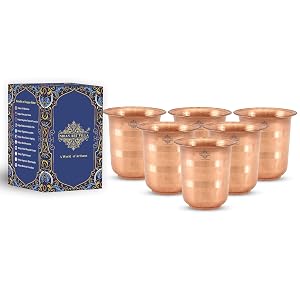 Indian Art Villa Copper Water Glass Tumbler Cup Puja Glass home Yoga Ayurveda Benefits Drinkware 3 4 OZ