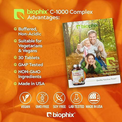 Miniatura 3 de Vitamina C-1000 mg 30 tabletas Complejo - Vegano con calcio cítrico Bioflavonoides Acerola Rutina - Apoya la salud inmunológica