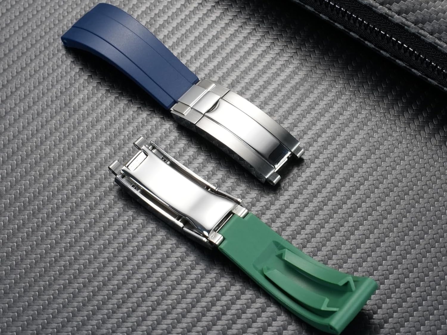 Compatible with ROLEX Submariner (Black/Blue/Green), GMT-Master, Daytona, GMT-Master II, Sea-Dweller, Yacht-Master Curved End Silicone Strap Accessories - 20mm