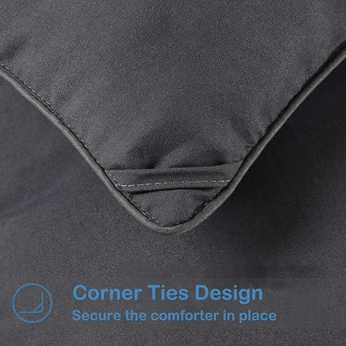 Miniatura 6 de EASELAND Edredón alternativo de plumón tamaño Queen, relleno de edredón acolchado para todas las estaciones, suave y ligero con pestañas en las