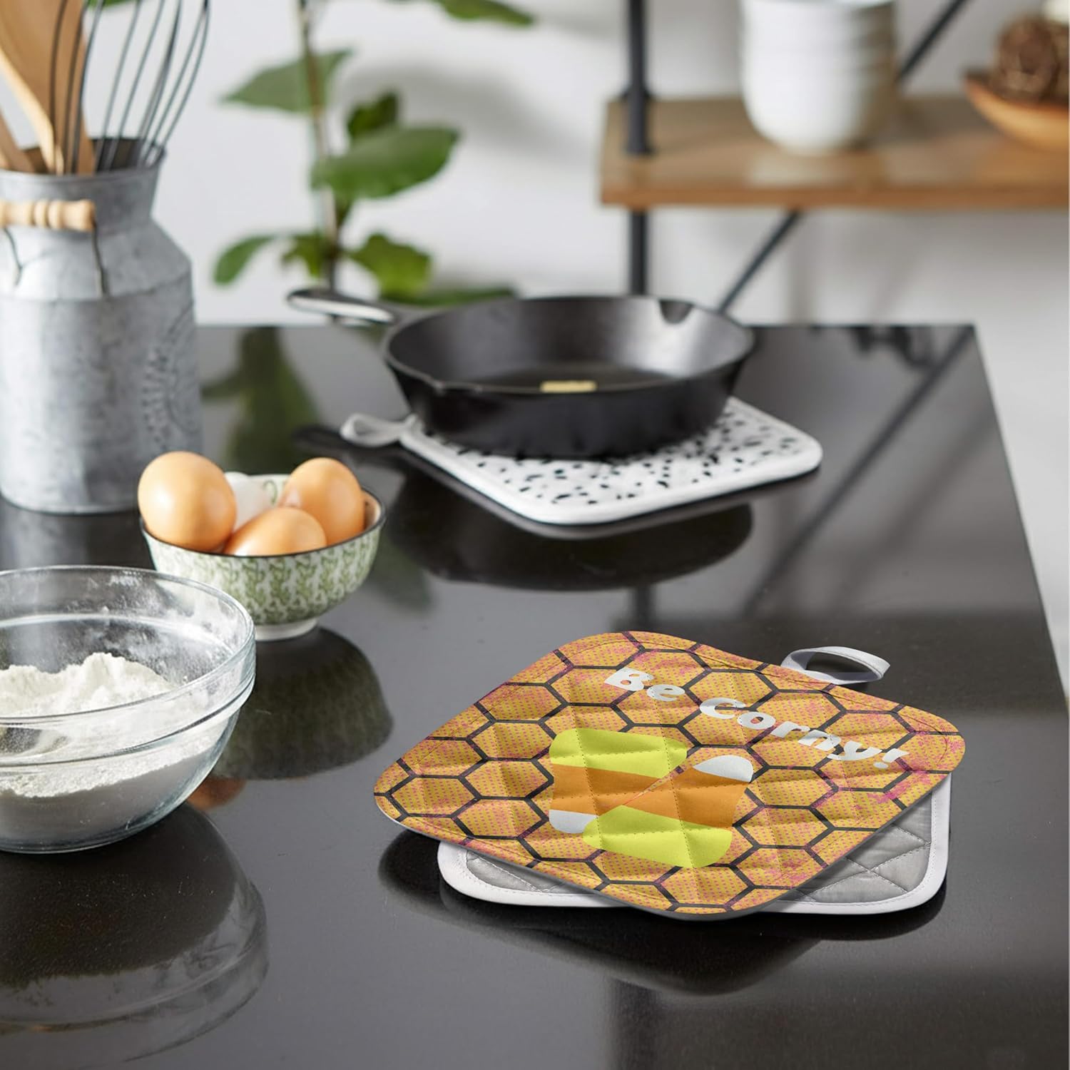 3D Rose Candy Corn-Be Corny Pot Holder, 8 x 8