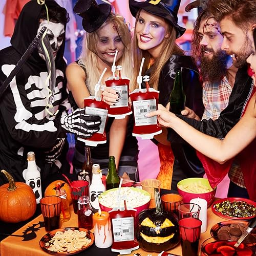 Miniatura 5 de 80 Packs Halloween Blood IV Bags for Drinks Reusable Energy Container Juice Pouch Prop for Halloween Zombie Nurse Hospital Theme Party Decoration,