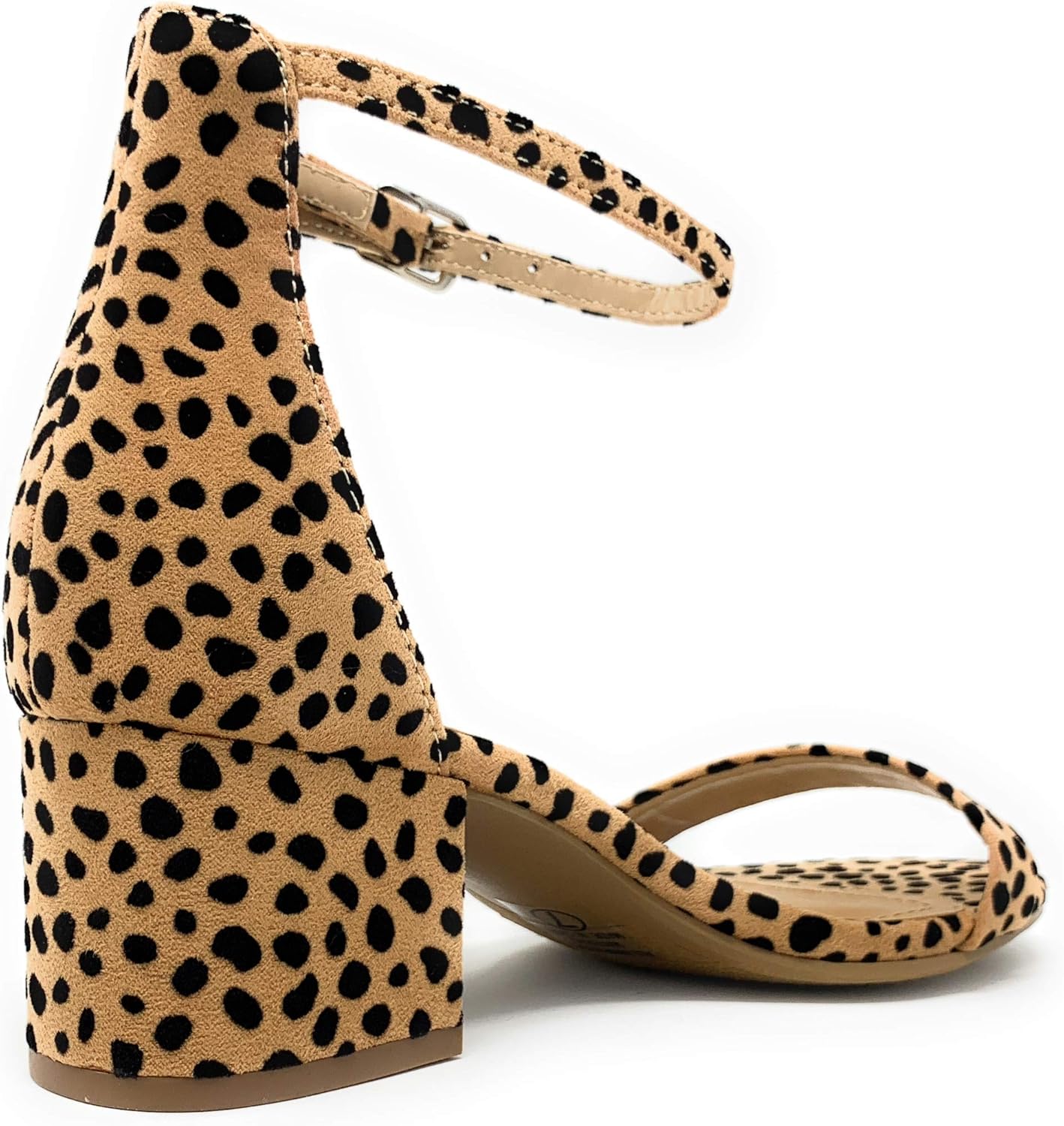 CITYCLASSIFIED Women's Block Open Toe Ankle Strap Heeled Sandals (6.5, Cheet/Nat) - Image 3