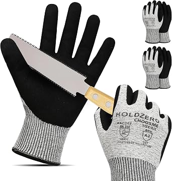 Cut Resistant Work Gloves Level 3 Foam Nitrile Grey 2 PairM/L