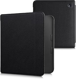 kwmobile Case Compatible with Kobo Libra 2 Case - Synthetic Leather e-Reader Cover with Strap - Black