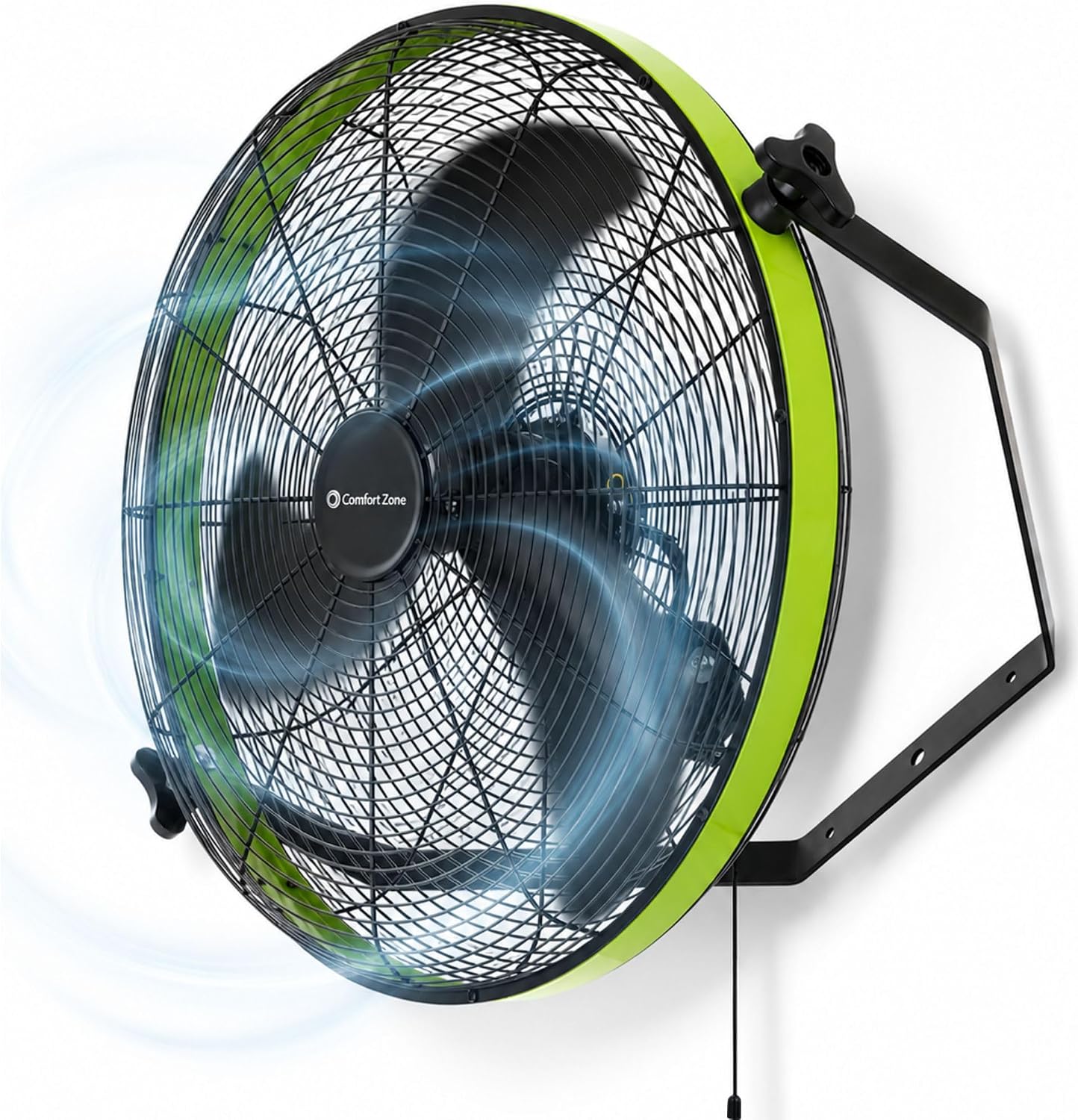 Comfort Zone 18" High-Velocity Industrial Wall Mount Fan | 3-Speed, Heavy Duty Shop Fan, 360-Degree Tilt, All-Metal Construction, Ideal for Garage, Workshop, or Warehouse