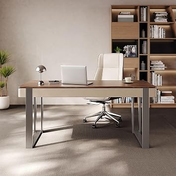 Workstations Modern Minimalist Luxury Solid Wood Desk Saddle Leather Walnut Study Bedroom Home Writing Desk Office Desk Office Desk(120x60x75cm)