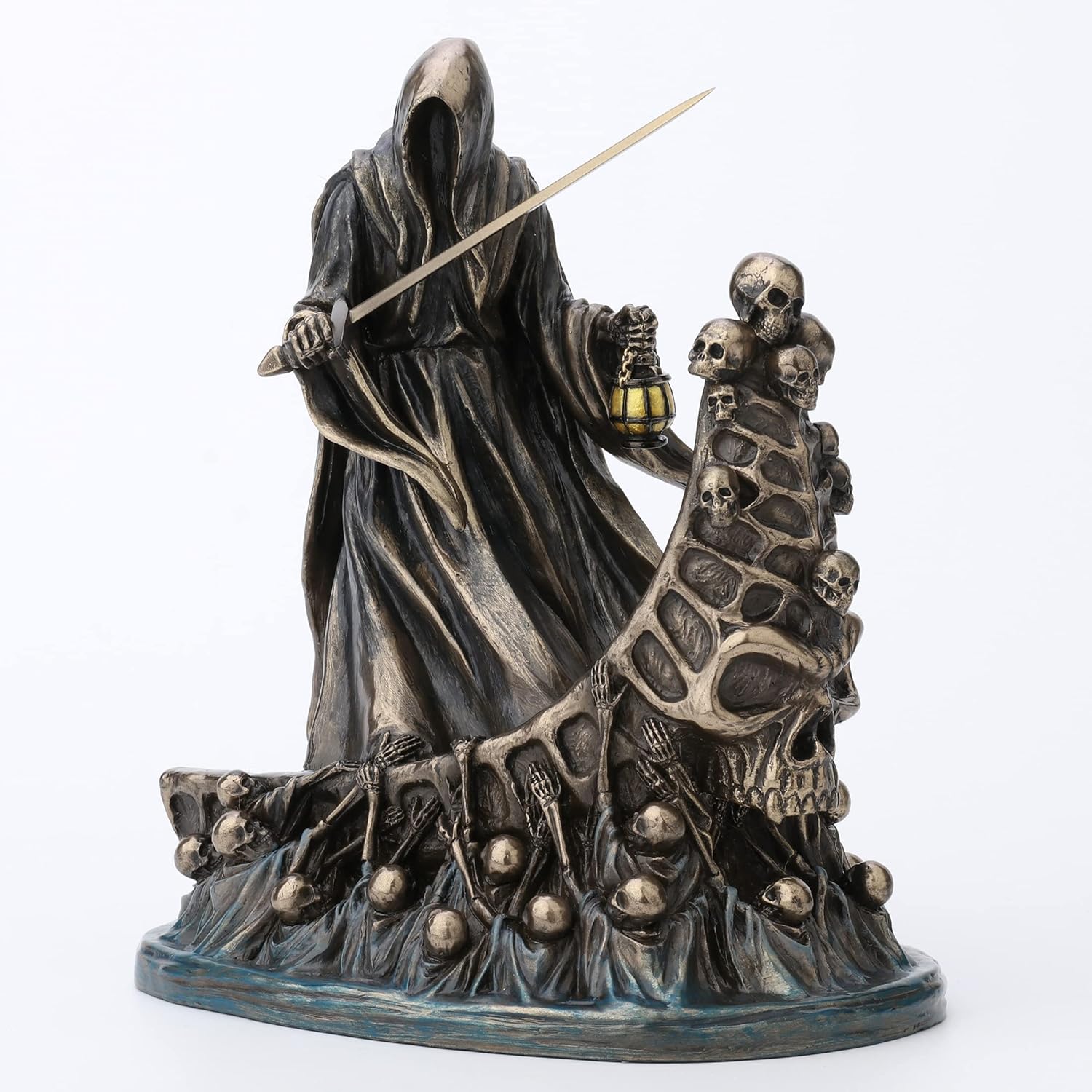 Veronese Design 7 7/8 Inch Tall Dark Messenger and The Ferry of The Damned Resin Sculpture Bronze Finish Grim Reaper Statue