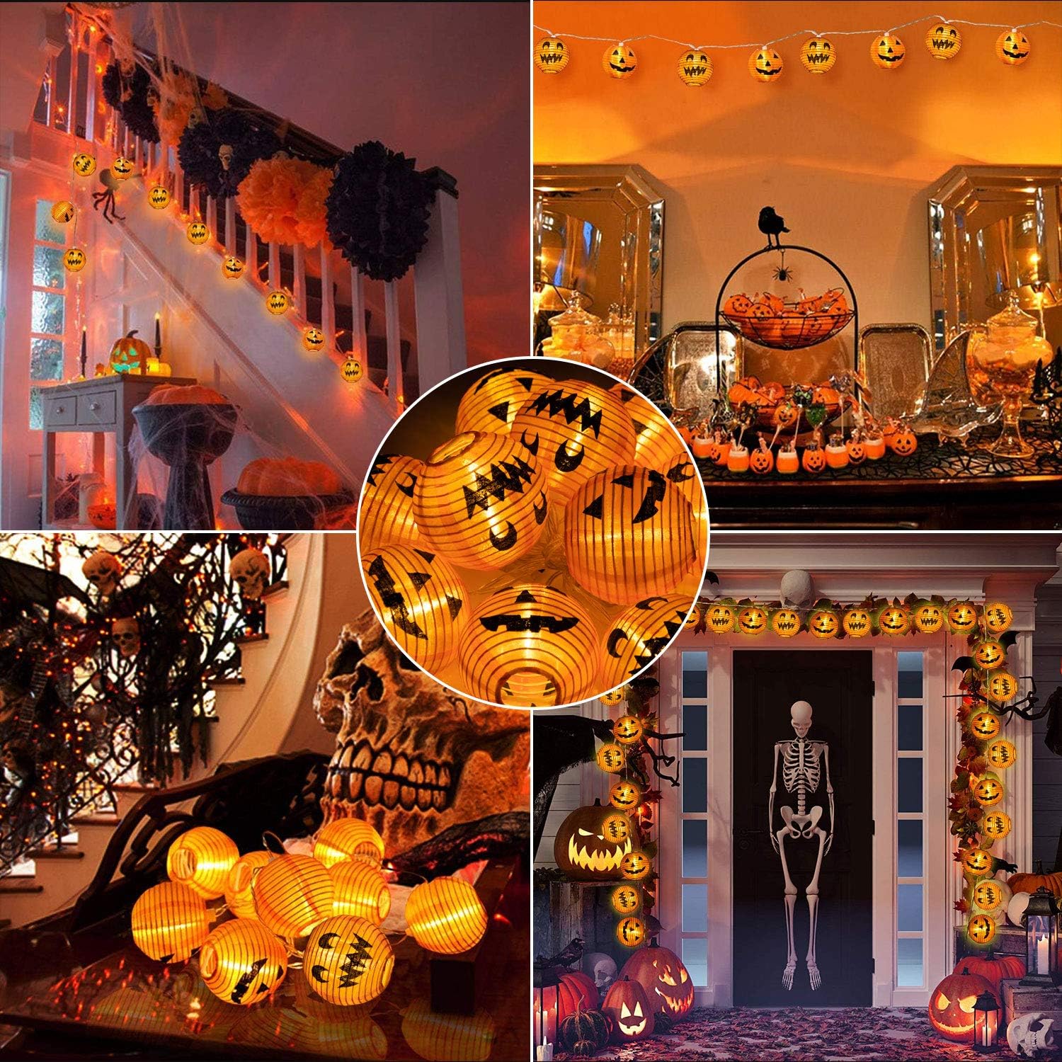 Halloween String Lights Halloween Decorations- 10ft 15 LEDs Halloween Pumpkin Lights Jack-O-Lantern Pumpkin String Lights Battery Powered Halloween Lights for Indoor Outdoor Halloween Party Supplies