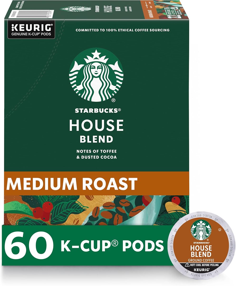 K-Cup Coffee Pods, Medium Roast Coffee, House Blend for Keurig Brewers, 100% Arabica, 6 boxes (60 pods total)