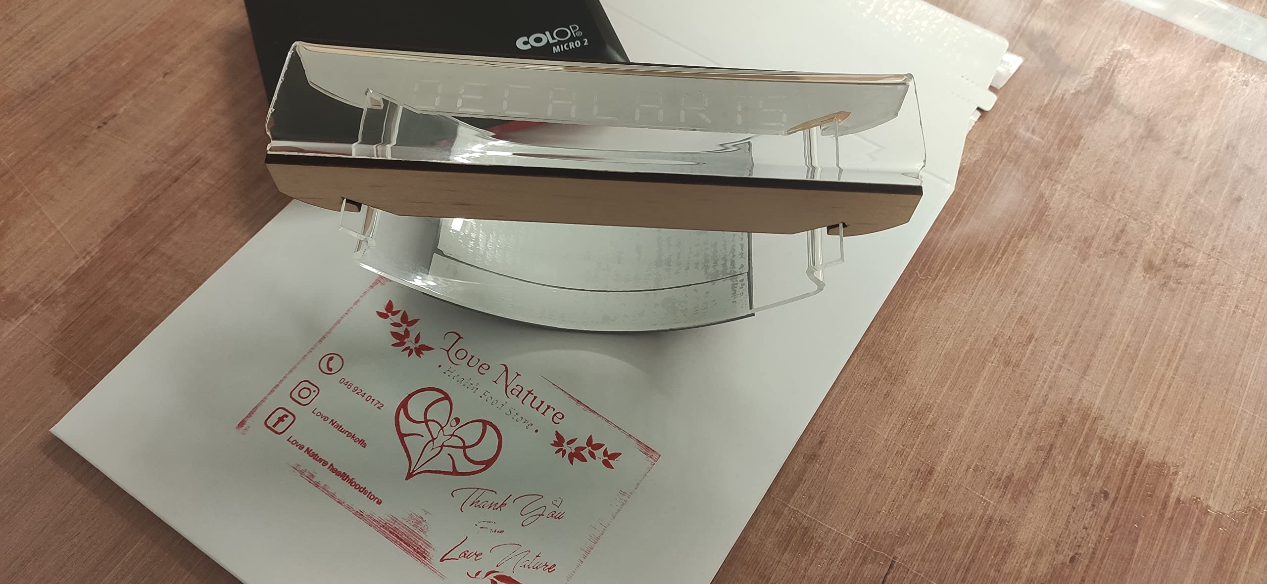 Timbro swing su misura, acrilico personalizzato/timbro di legno per imballaggio, buste, sacchetti di carta.