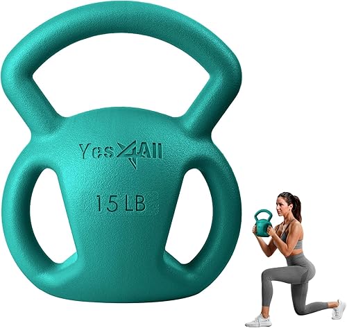 Miniatura 13 de Yes4All Kettlebell, Strength Training Kettlebells for Women, Wide Multi-grip Textured Handle for Home Gym Exercises & Full Body Workout, Single 5–25