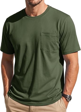 MAGNIVIT Men's Pocket T-Shirt Short Sleeve Cotton Casual Tee