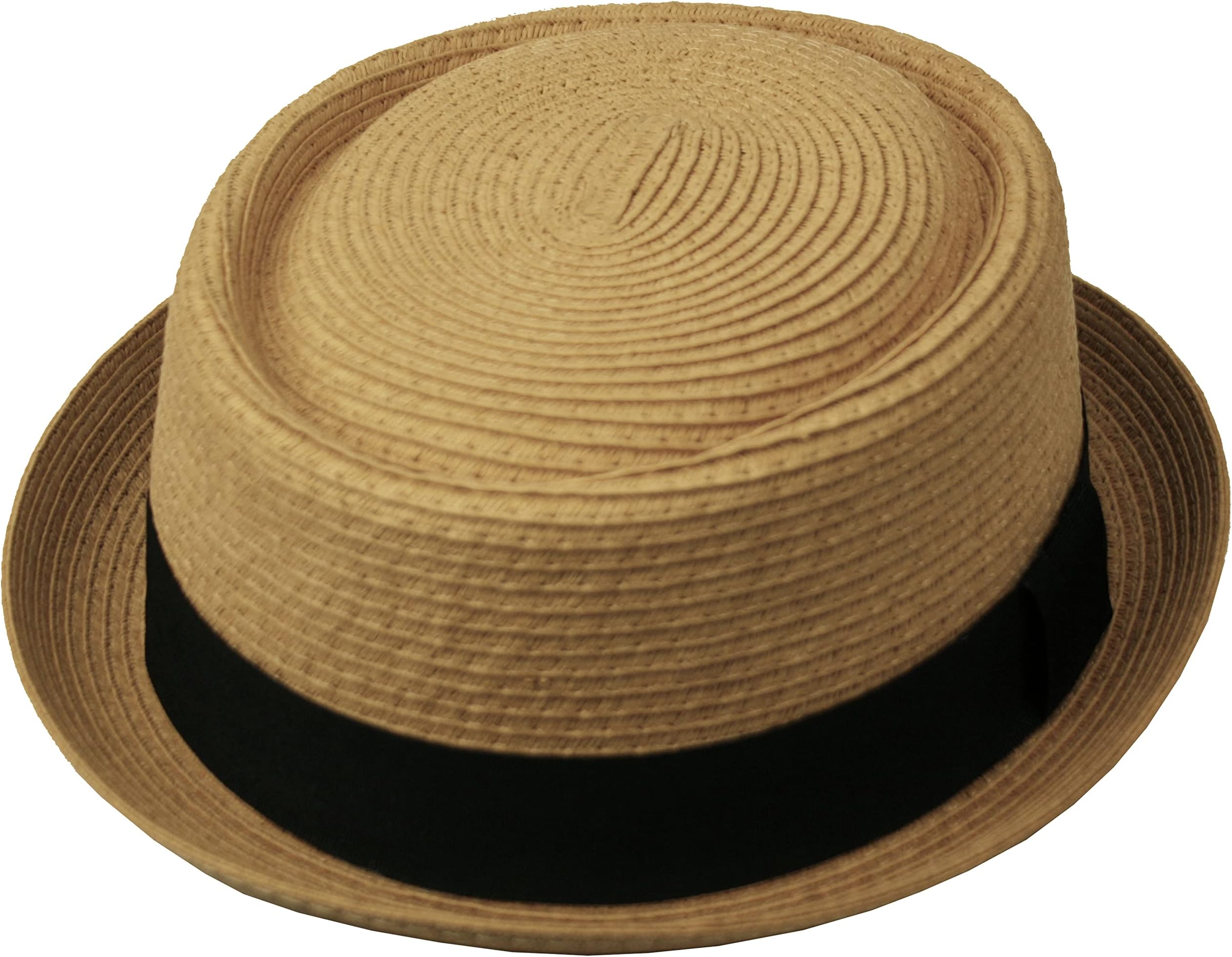 Men's Fancy Summer Straw Pork Pie Derby Fedora Upturn Brim Hat