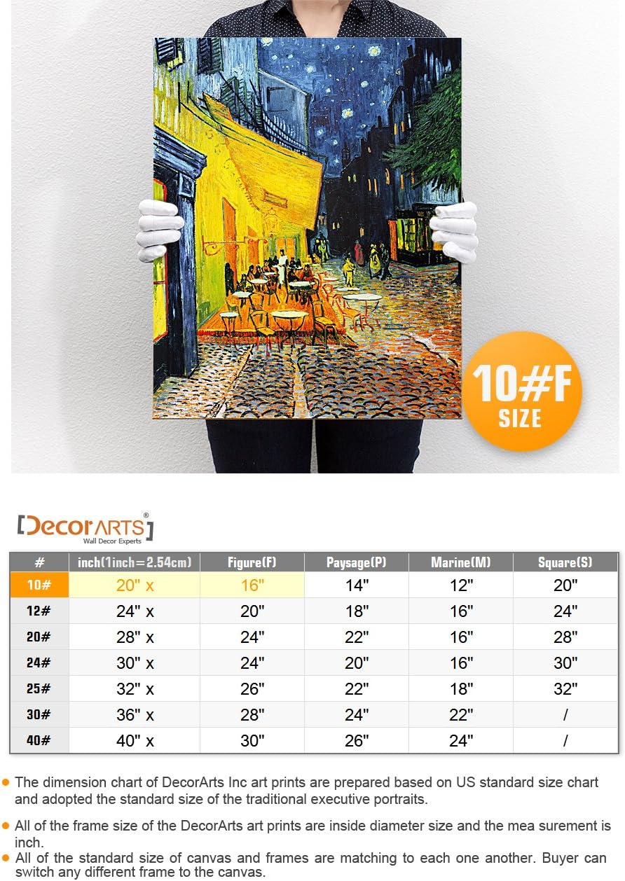 DECORARTS - Cafe Terrace At Night, Vincent Van Gogh Art Reproduction. Giclee Canvas Prints Wall Art for Home Decor 20x16