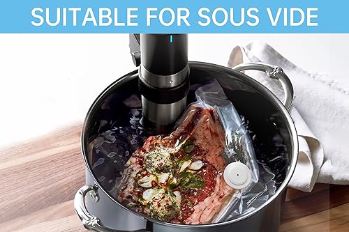 Miniatura 9 de Sellador al vacío de mano para alimentos con 22 bolsas reutilizables Sous Vide, máquina selladora compacta inalámbrica para viajes, preparación de