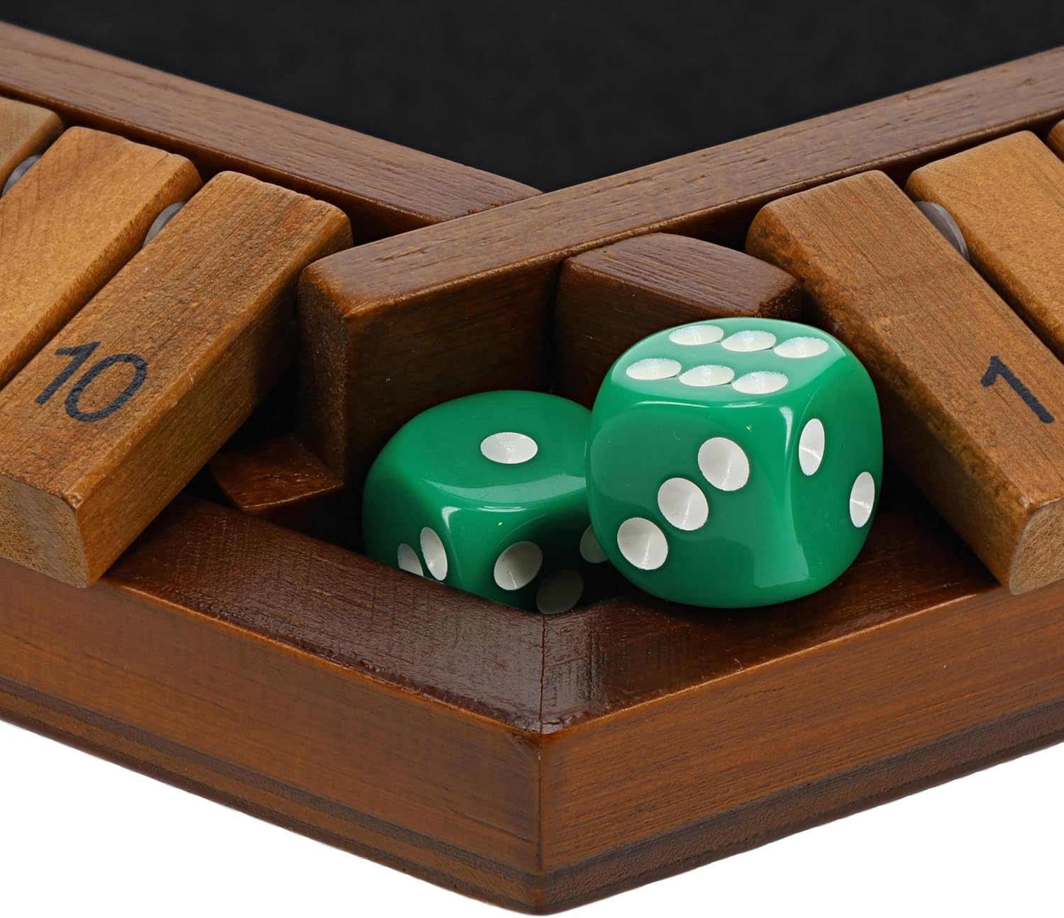 Pacific Shore Games Shut The Box Game 6 Player – Walnut Stained Wood, Wooden Board Game, Table Games for Adults, Bar Games, Portable Dice Game for 1-6 Players, Classic Games