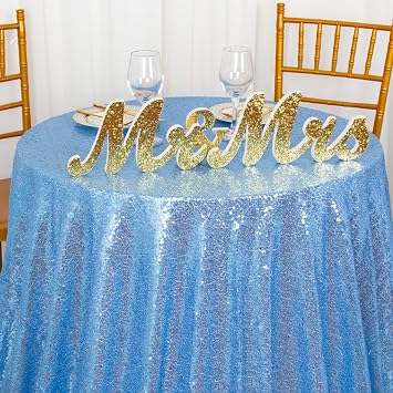 ShiDianYi 72 Inch Baby Blue Round Sequin Tablecloth Baby Blue Shimmer Table Cloth Glitter Table Cover Birthday Party Sequence Tablecloth Cake Dessert Tables Overlay for Festival Event Deocrations