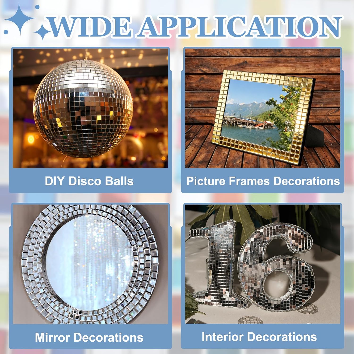 HARFINGTON 9600 Pcs Mirror Mosaic Tiles 5 x 5 mm Square Glass Self-Adhesive Disco Ball Mirror Tiles Sticker for DIY Craft Decoration Art Collage Card Making, Rose Gold