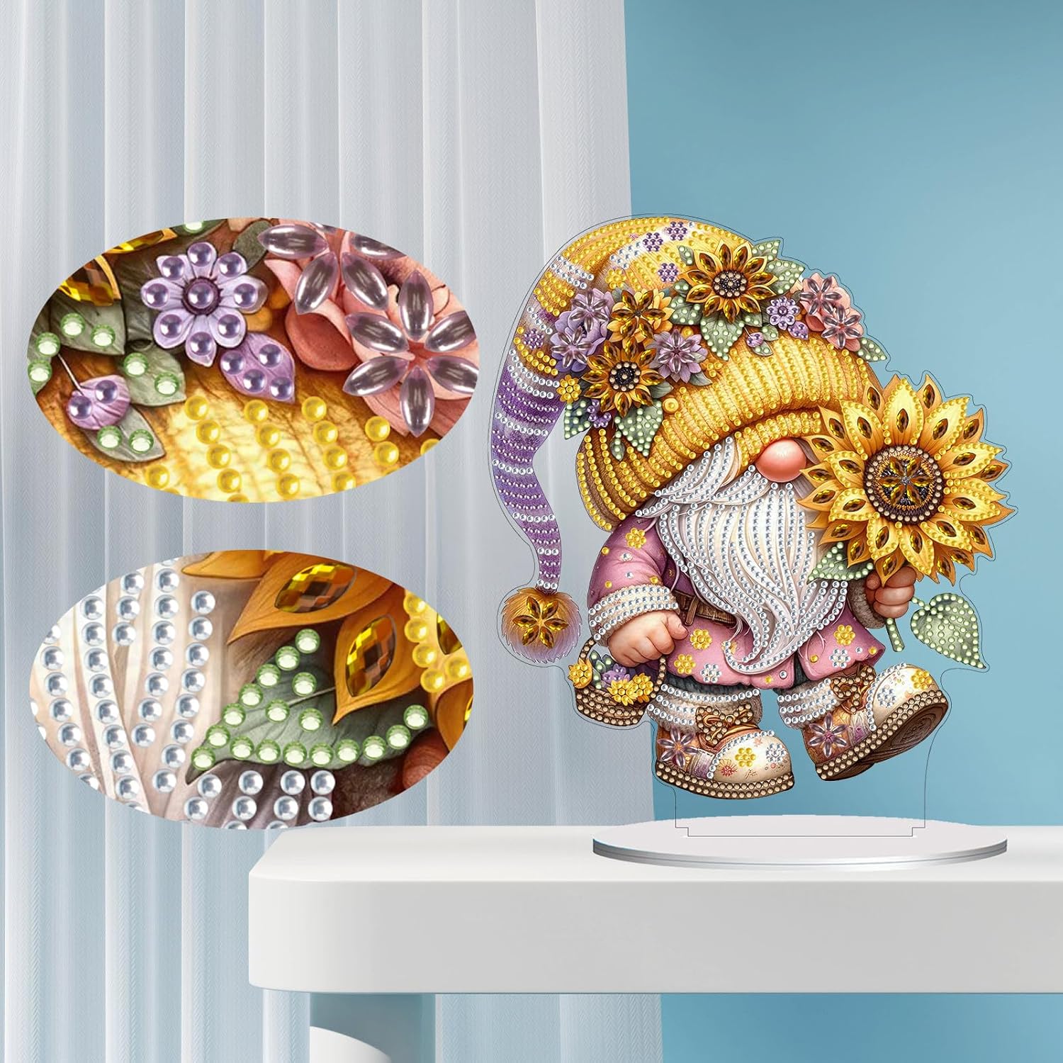 DIY Point Diamond Ornaments for Adults, Art Painting Creative Design Home Decoration Tabletop Ornaments for Home Decor Office Decor (Single Side Point Diamond)-#07-2PC